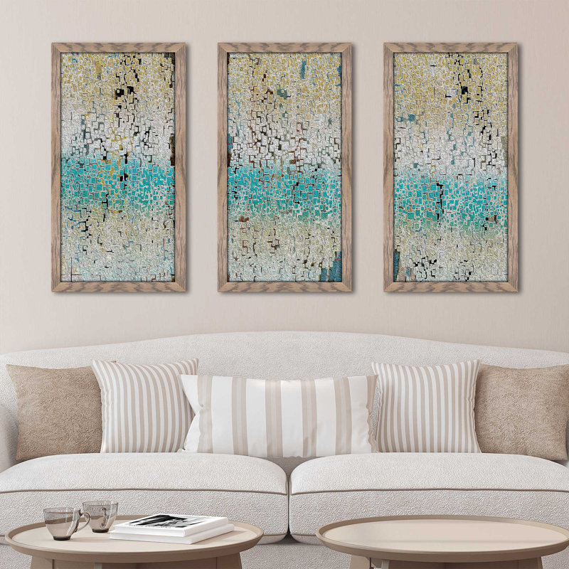 « illusion origaq asolo », ensemble de 3 reproductions d’impressions encadrées, L 52,5 po x H 33,5 po x P 1 po, Encadré gris