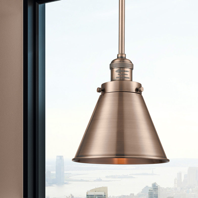 Donovan 1 - Light Single Pendant, Antique Copper, 60 Watt Vintage Incandescent Bulb, Antique Copper