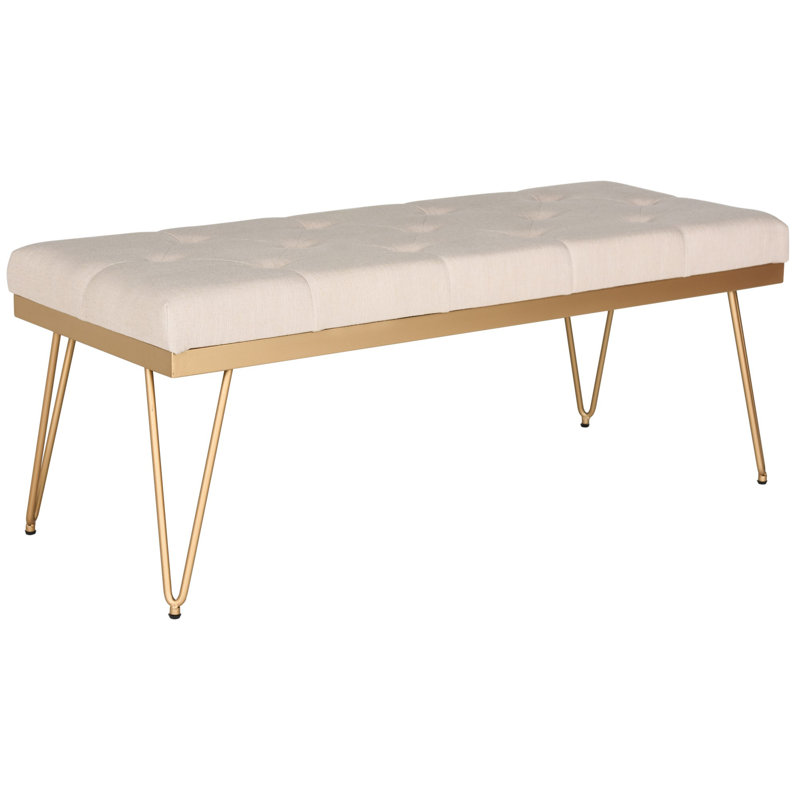 Banc en similicuir Brychan, Beige/Or