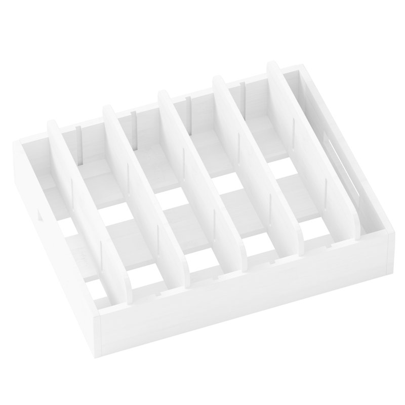 Bamboo Lid Organizer for Kitchen and Pantry – Adjustable 5-Divider Holder for Cabinet Food Storage Container Organization
