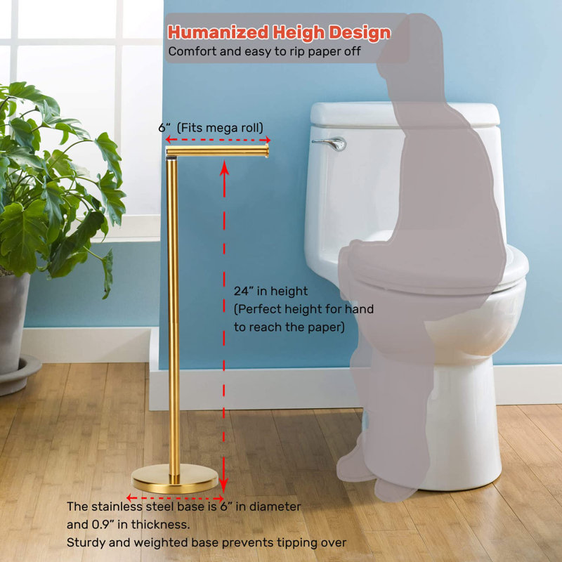 Porte-papier hygiénique sur pied, Or