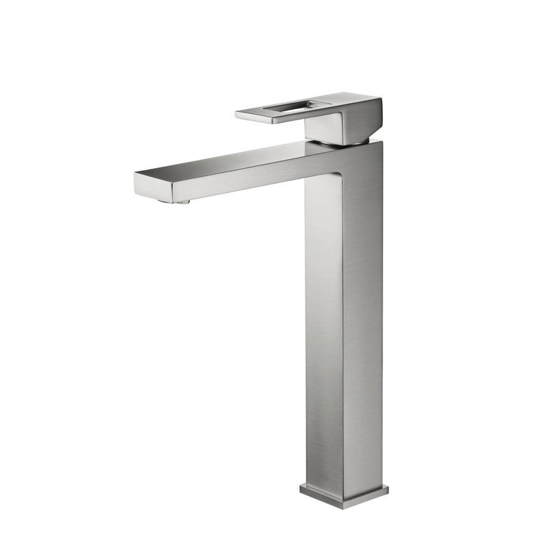 Cube Single-handle Bathroom Faucet, Brushed Nickel, Without Pop Up Drain