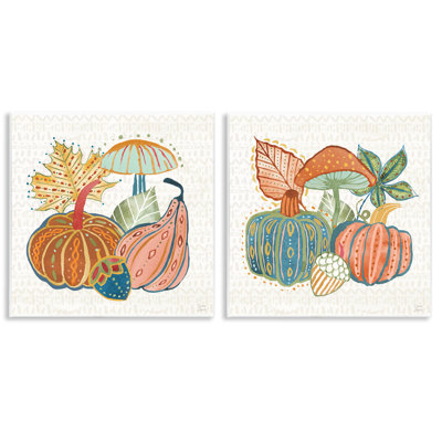  Harvest Whimsy Gourd Collection Wall Plaque Art Set by Dina June