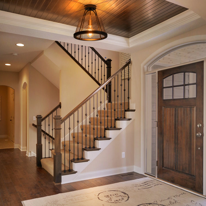 1-light Glass Semi Flush Mount