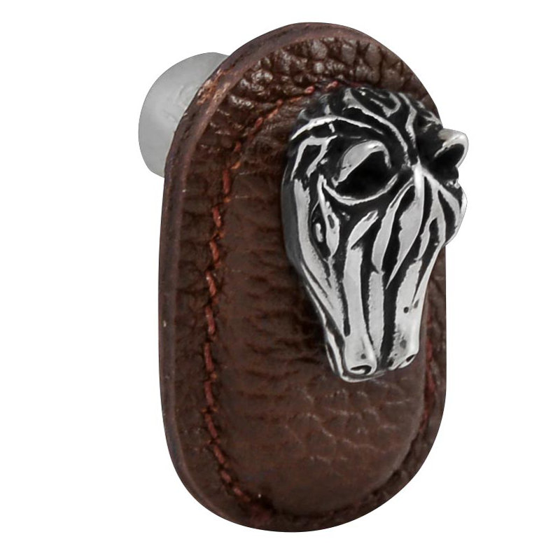 Poignée fantaisie 1,75 po Equestre, Brun, Argent antique