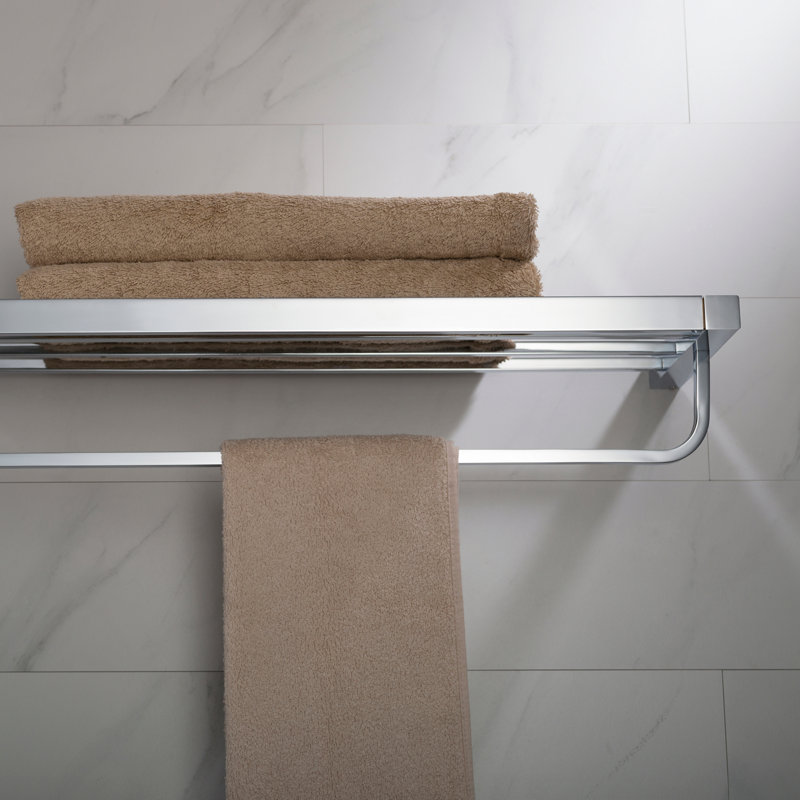Stelios Accent Shelf with Towel Bar, Chrome