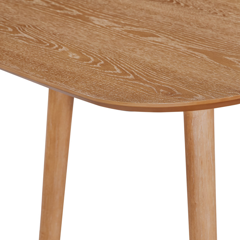 35" Square Dining Table for 2-4, Mid-Century Small Kitchen Table with Rubberwood Legs, Natural