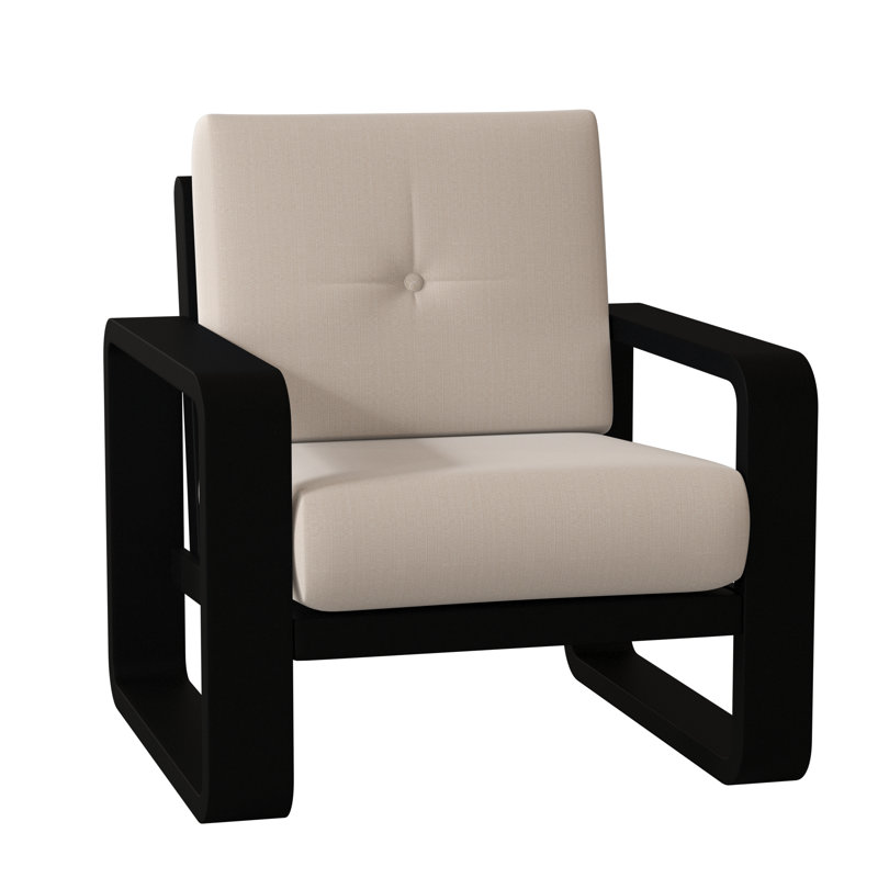 Vale Aluminum Outdoor Lounge Chair, Linen Antique Beige Sunbrella®, Pewter Finish