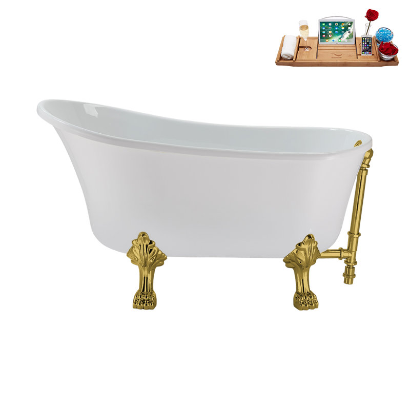 51.2'' x 25.6'' Soaking Acrylic Bathtub, Polished Gold, Polished Gold