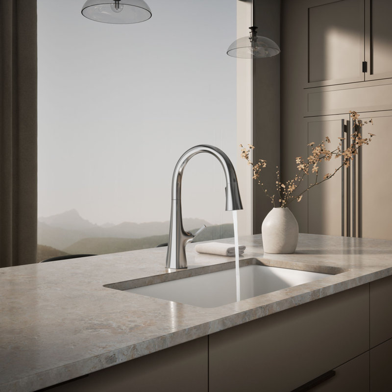 Graze Touchless Pull-Down Kitchen Sink Faucet With Three-Function Sprayhead, Polished Chrome