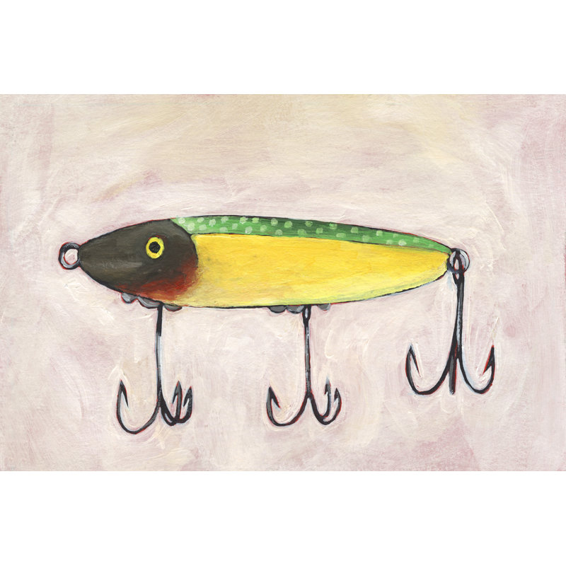 " Retro Fishing Lure IV " by Regina Moore Painting Print, 20" H x 30" W 
