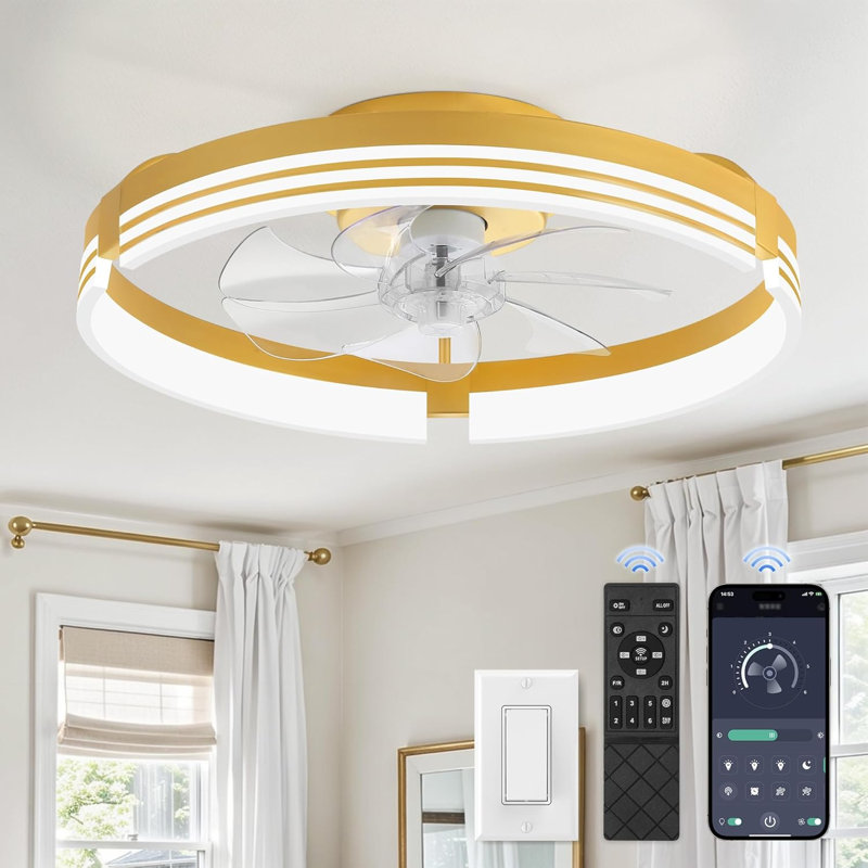 Flat Mounted Ceiling Fan With Light