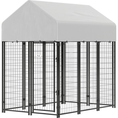 Enclos extérieur pour chien avec toit, 1,83 m x 1,22 m x 1,83 m, en grillage soudé robuste avec verrou anti-fugue