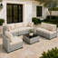 Ensemble de conversation d'extérieur en rotin 7 pièces avec coussins pour patio - gris / beige-242393093