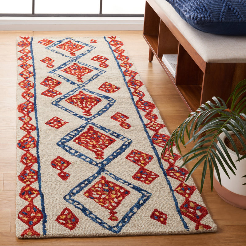 Yeager Hand Tufted Wool Geometric Rug, Runner 2'3" x 7'