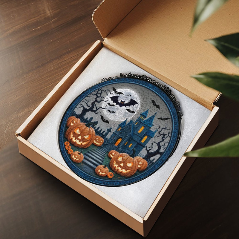 Panneaux de vitrail Spooky Castle, 11,8 x 11,8 po (30 x 30 cm)
