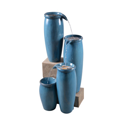 Vessel Cascading Floor Fountain - Blue