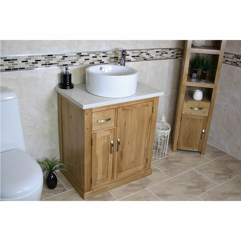 Deluna 750mm Single Bathroom Vanity with Vessel Ceramic Basin, White