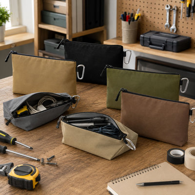 Ensemble de 6 pochettes à outils en toile 12 po, fond plat