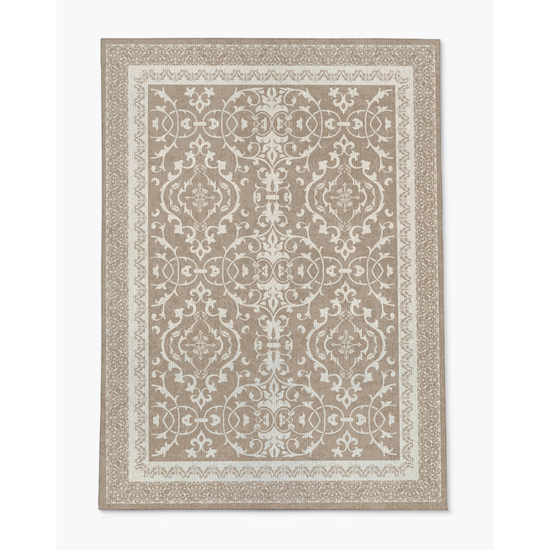 Tapis de chaise rectangulaire à poils courts Rao, L 36 po x L 60 po, Beige