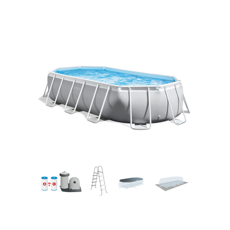 Intex 16.5ft x 9ft x 48in Oval Prism Frame Pool Set with Pump