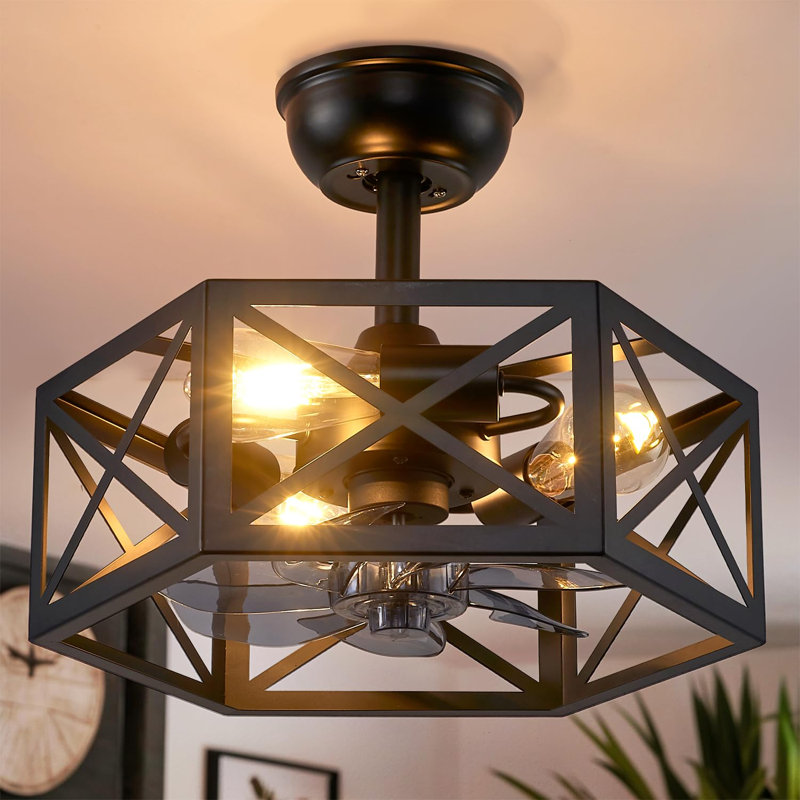 Ventilateur de plafond industriel noir avec lumière 16,5 pouces