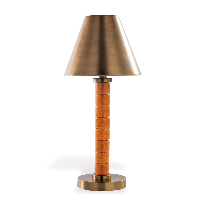 Jade Garden Accent Lamp, Amber/Aged Brass