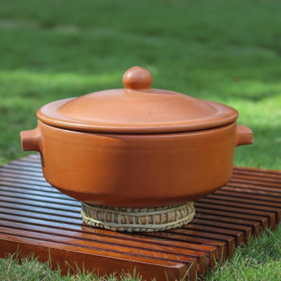 Swadeshi Blessings HandMade Unglazed Clay Pot for Cooking with Lid,2.5Liter