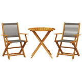 2 - Person Wood Patio Dining Set with Round Table