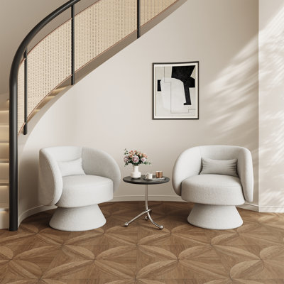 Upholstered Swivel Barrel Chair (Set Of 2)