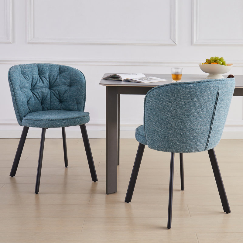  Mathena Soft Frabic Upholstered Dining Chair, Blue