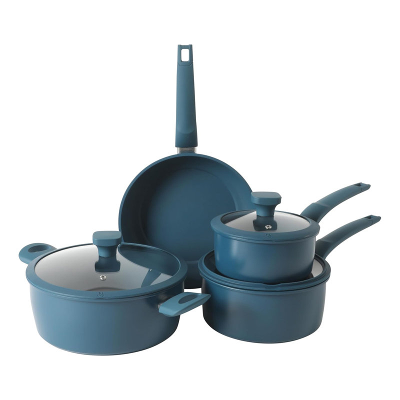 Batterie de cuisine en acier au carbone antiadhésif 7 pièces bleu Gibson Home Helensburgh