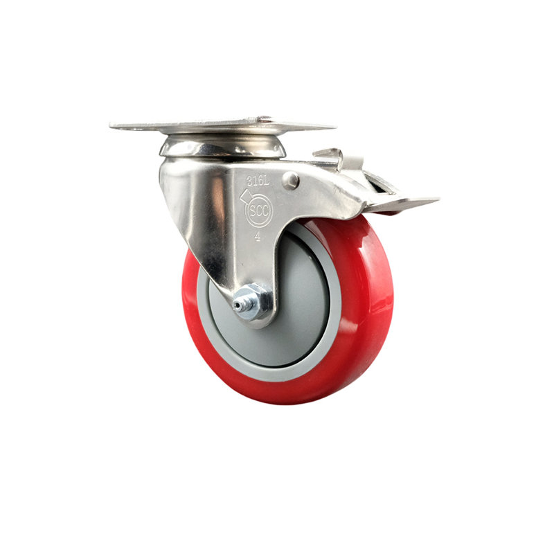 Roulettes en polyuréthane, Rouge