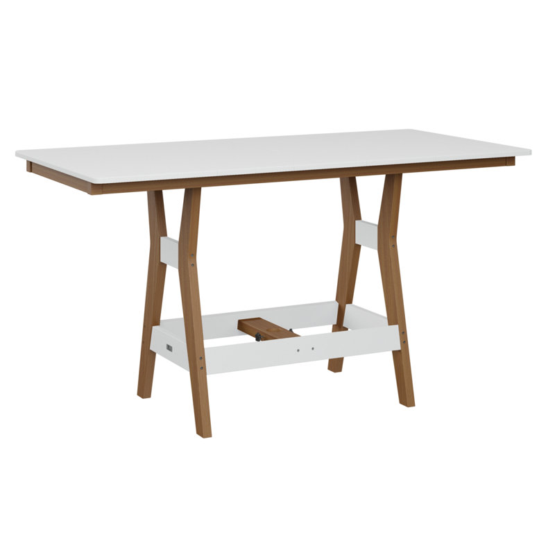 Table de salle à manger rectangulaire 66 po Berlin Gardens Harbor, Teck naturel, H 30,37 po x l 66 po x P 33 po, Blanc