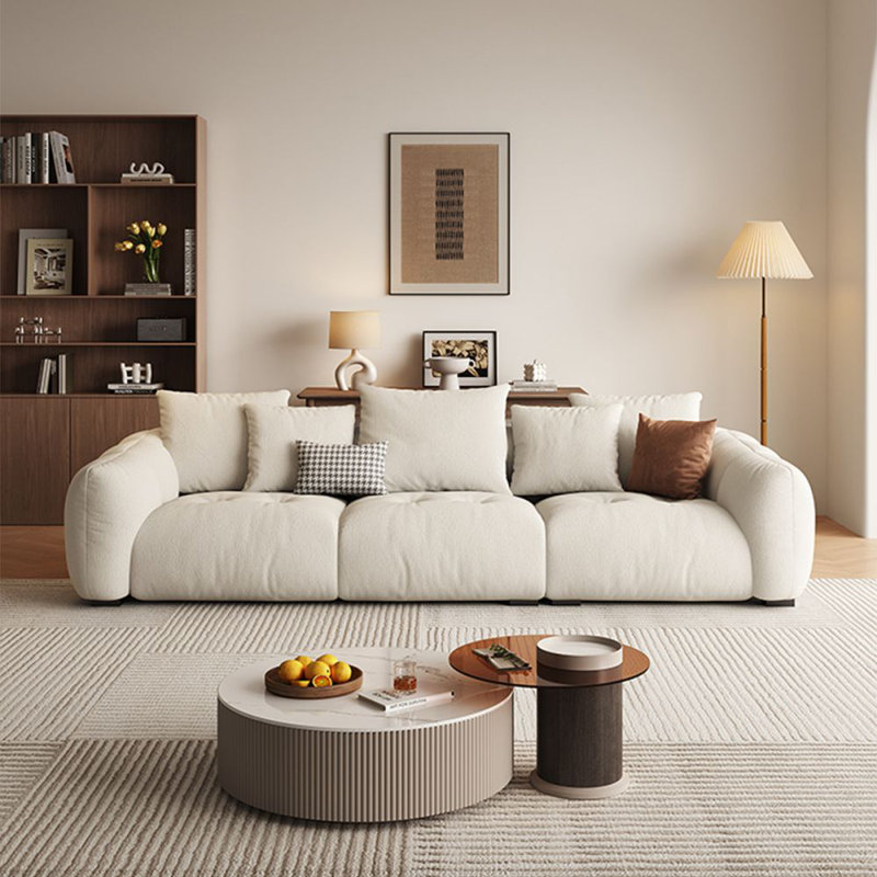 Canapé modulaire moderne en polyester clair kaki, 4, H 33,86 po x l 110,24 po x P 44,88 po