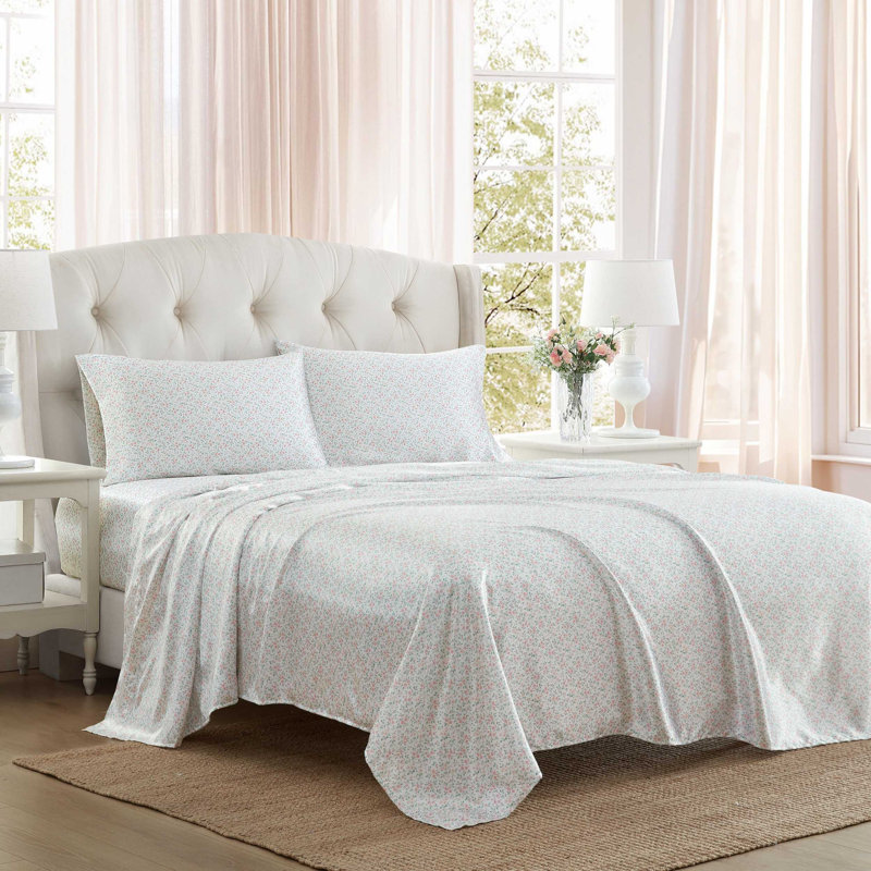 Laura Ashley Printed, King Sheet Set with 2 Pillowcases, Tierney Pink