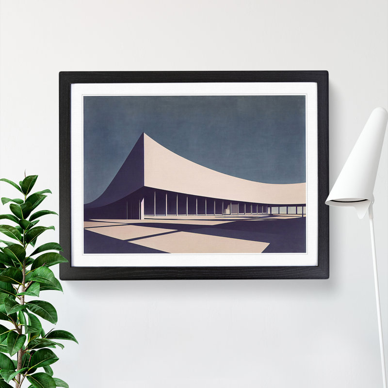 XH1022-6068X Modern Building Architecture Vol.2 - Single Picture Frame Print, Black, 46cm H x 64cm W