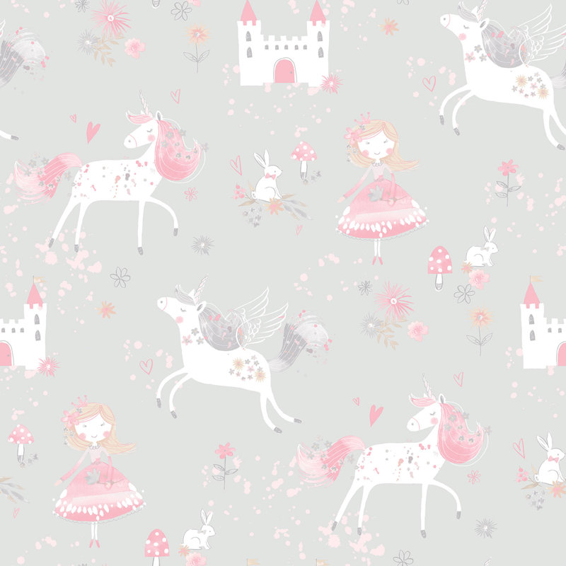 Fircrest 10m x 53cm Matte Wallpaper Roll, Grey/White/Purple