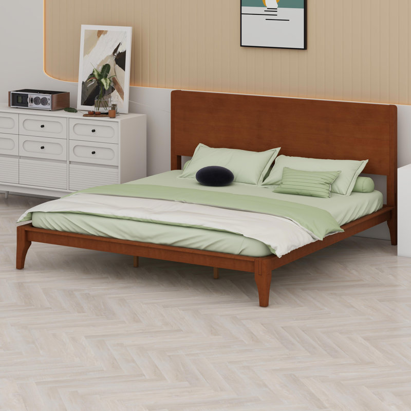 Lit plateforme en bois de bambou, Brun