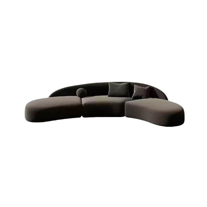 Black curved negotiating sofa, 25.59" H x 165.35" W x 35.43" D, 7