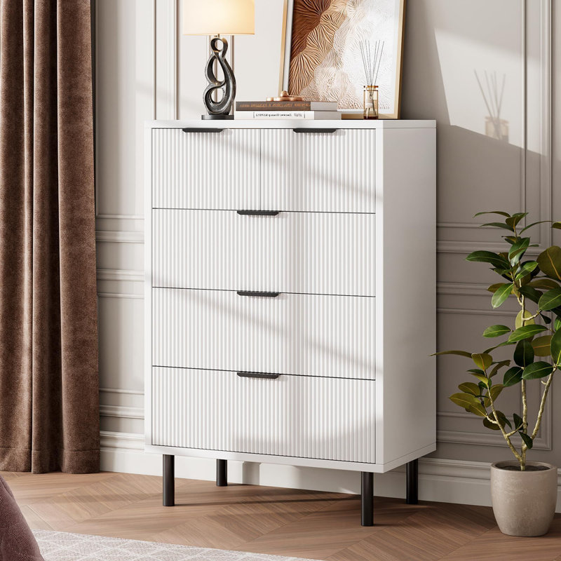 Commode 5 tiroirs Wave, Blanc