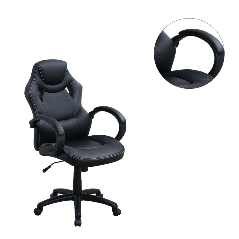 Chaise de bureau - Hauteur réglable, pivotant à 360 ° avec verrou d'inclinaison, couleur noire, fixe, capacité de charge de 250 lb, épaisseur du bas du siège de 4 po, hauteur du dossier pivotant de 26 po, fonction de verrouillage, bas, dossier, glissement en douceur