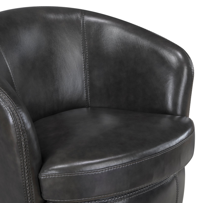 Fauteuil d'appoint luxueux en cuir massif 1pc, Gris fumée