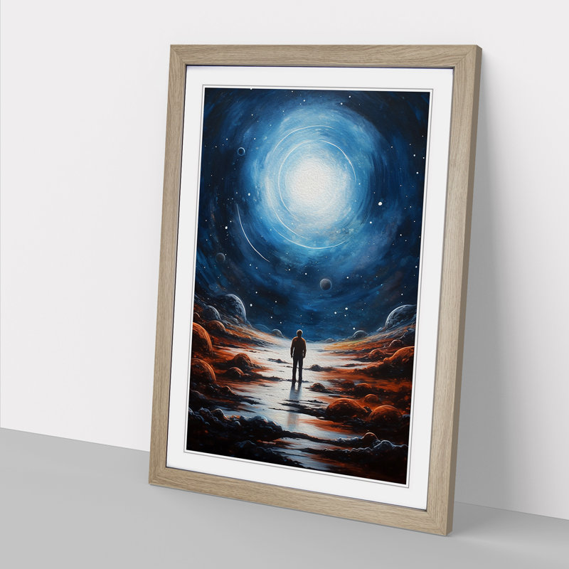 Single Picture Frame Print on Wood, Oak Framed, 46cm H x 34cm W