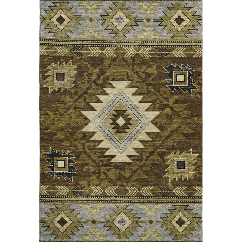 Premium Machine Washable Lubbers AMF1754 Tribal Rug, Rectangle 2'6" x 3'10"