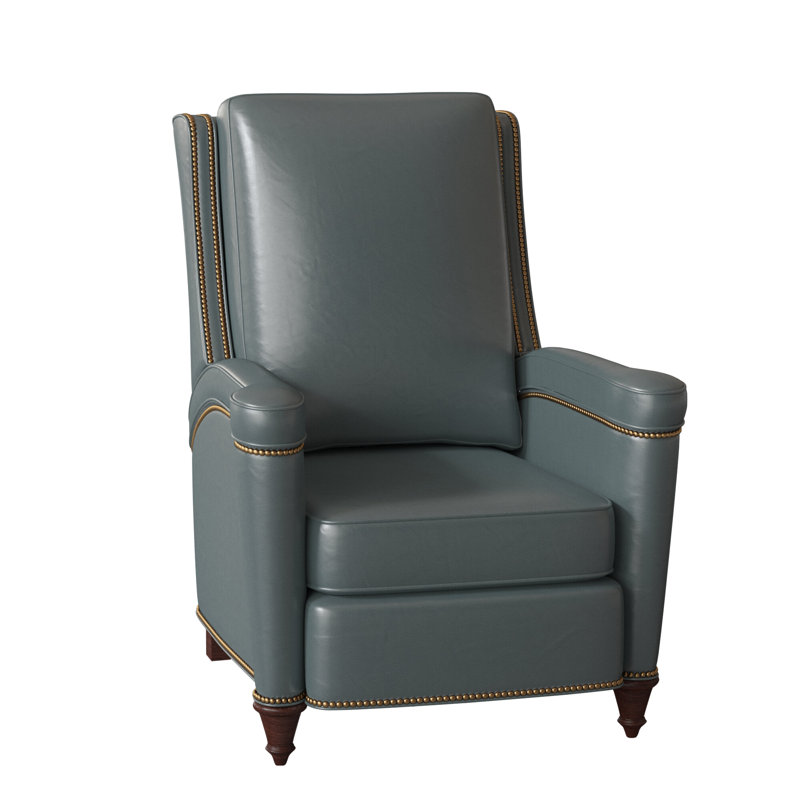 Mayes Recliner, Milestone White Genuine Leather, Mahogany, French Natural