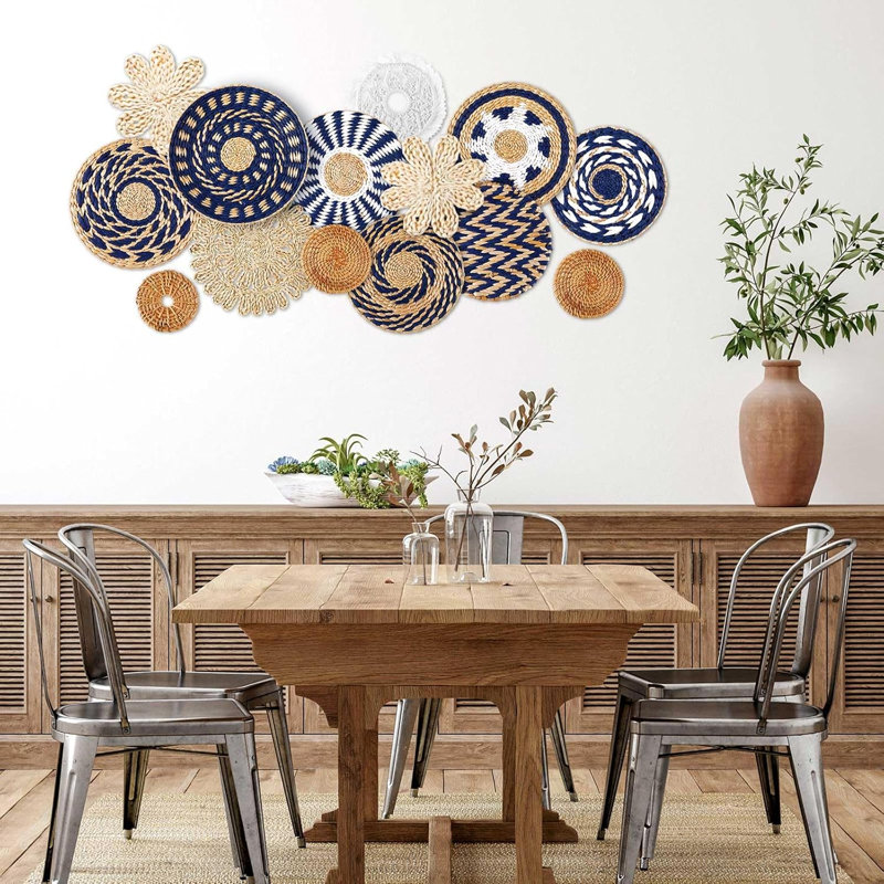15 pièces Boho Wall Basket Decor Handgread Seagrass Wall Woven Wall