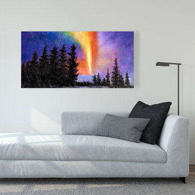 Aurora Borealis in the Forest - Trees Bedroom Canvas Decor