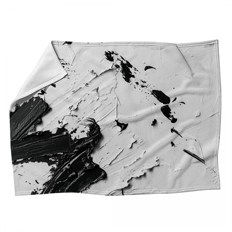 Jeté en molleton Paint Strokes - Jetés abstraits pour canapés ou lits, L 60 po x L 80 po