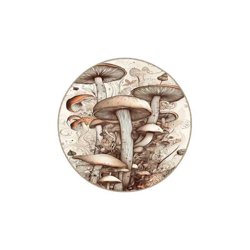Tapis décoratif lavable à motif champignon, Rectangle 5 pi 1 po x 7 pi 7 po 